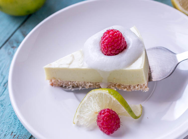 Smooth and creamy, this naturally green paleo key lime pie is tangy yet subtly sweet.