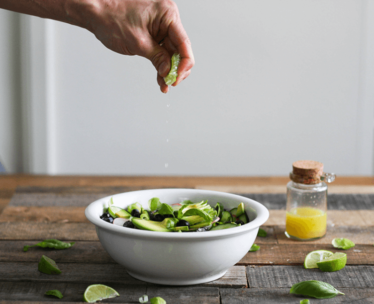 Click through to get the recipe for this lettuce free, fat fighting Avocado and Cucumber Salad recipe.