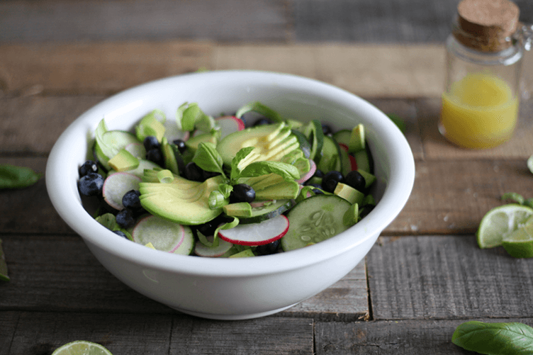 Click through to get the recipe for this lettuce free, fat fighting Avocado and Cucumber Salad recipe.
