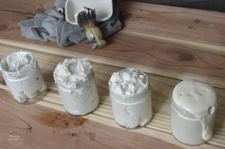 Want to make your own natural shaving cream, but don't know what recipe to use? Click in to read our favorite homemade version, as well as a comparison of 4 common diy shaving cream recipes, so you can find the one that will truly be best and easiest for you! All ingredients are non-toxic, eco friendly, plant-based, cheap, and simple!