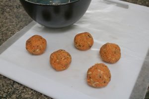 Carrot cake energy balls in process image