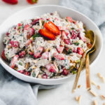 Strawberry chicken salad with Greek yogurt poppy seed dressing