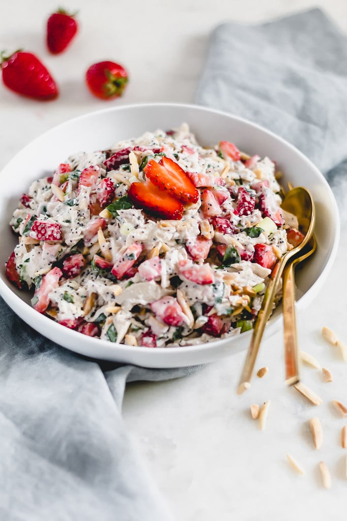Strawberry chicken salad with Greek yogurt poppyseed dressing