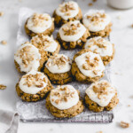 Gluten-free carrot cake cookies with cream cheese frosting